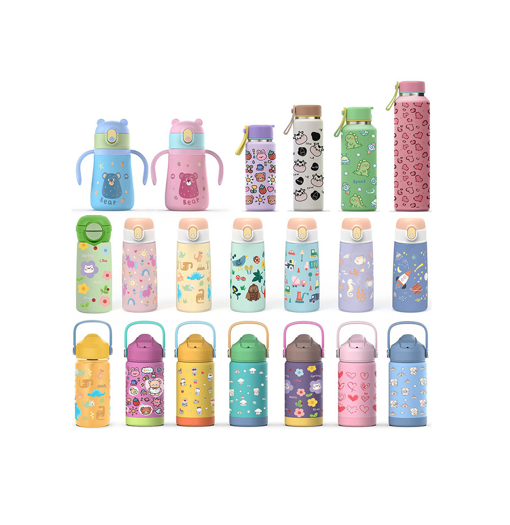 BPA Free Custom 12oz 16oz Double Wall Insulated Stainless Steel Kids School Tumbler Thermal Water Bottle for Children