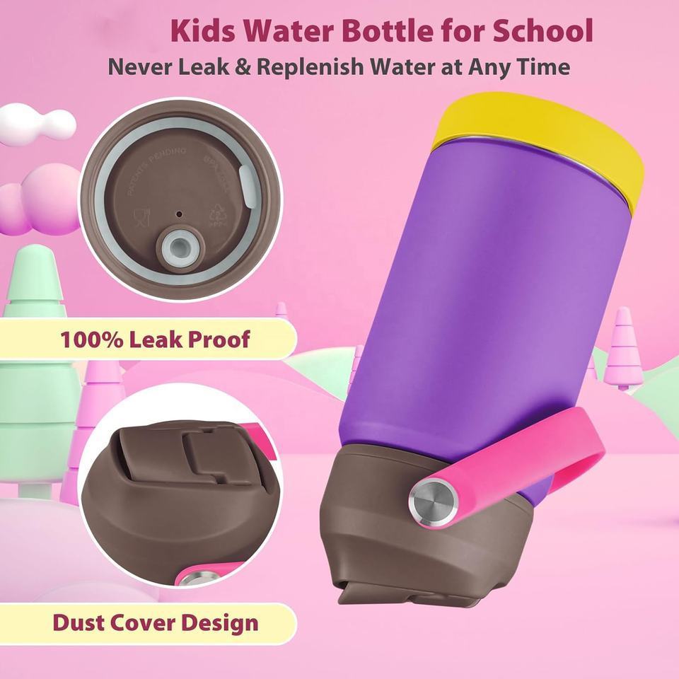 BPA Free Custom 12oz 16oz Double Wall Insulated Stainless Steel Kids School Tumbler Thermal Water Bottle for Children