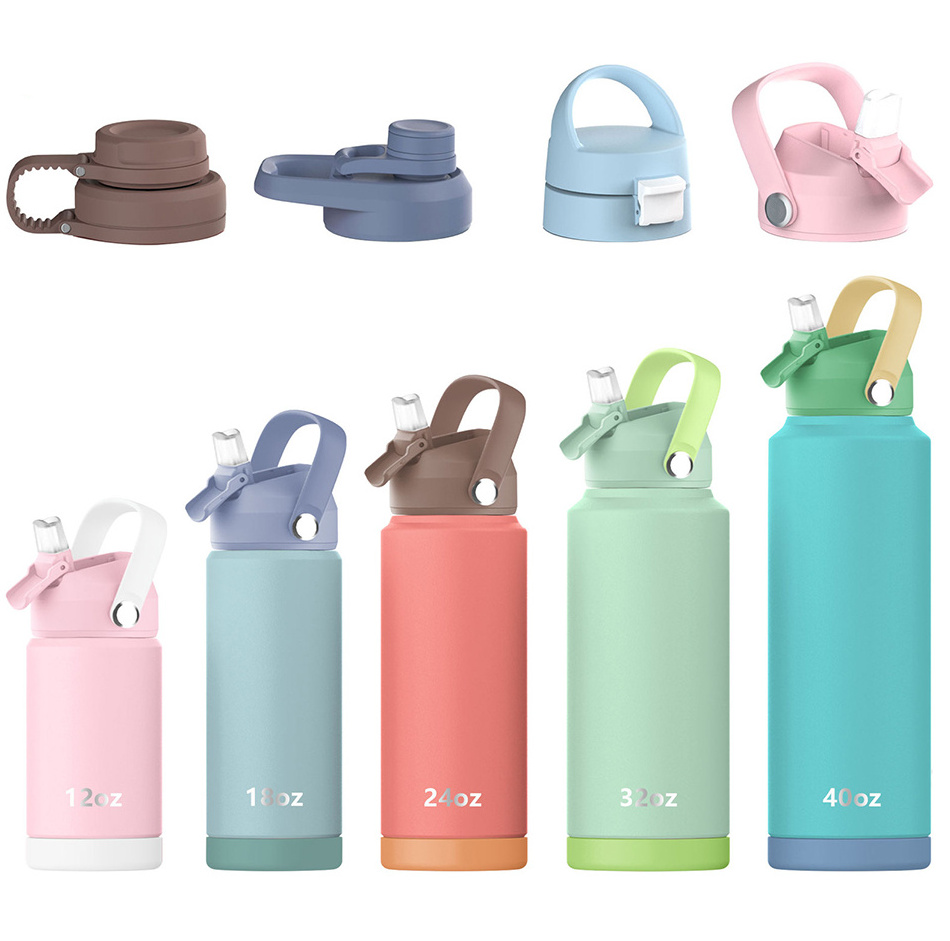 Custom Logo 1 liter Stainless Steel Thermal Flask Gym Sports Insulated Water Bottle with Leakproof Patent Lids