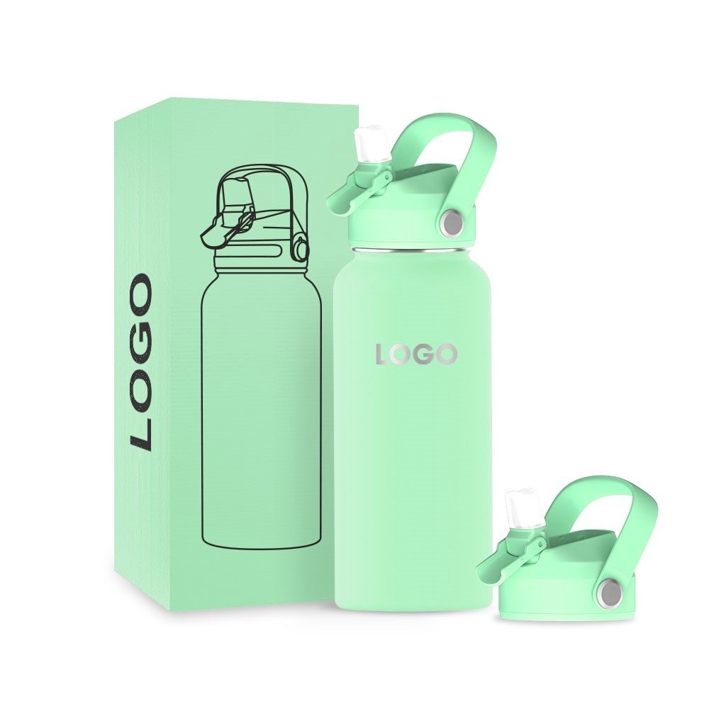 Customized Logo Double Walled 304 Insulated Stainless Steel Sports Water Bottle with Straw Lid