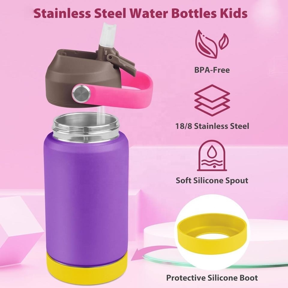 BPA Free 12 oz School Stainless Steel Vacuum Flask Custom Insulated Water Bottle for Kids Boys Girls