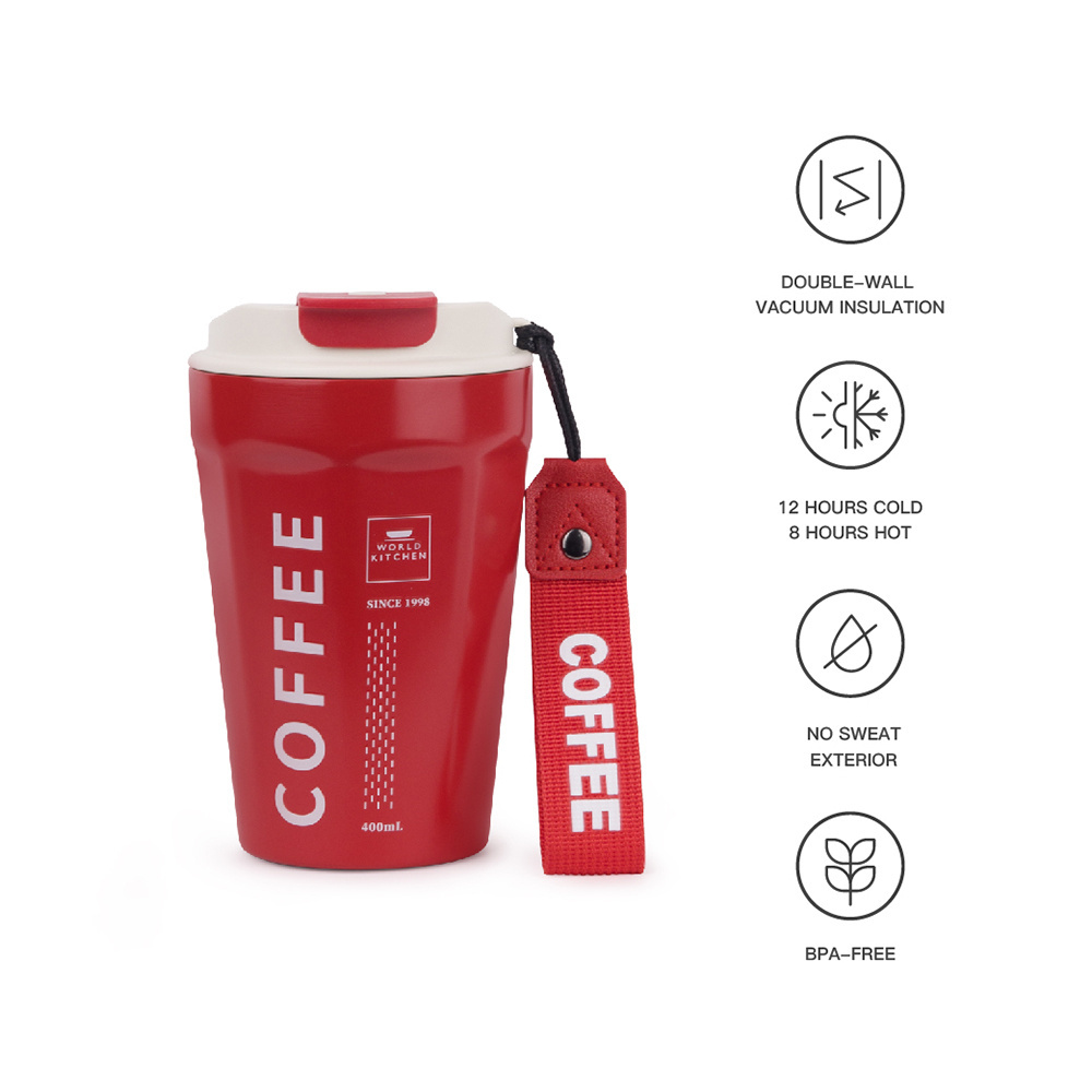 Ceramic Coating Insulated Coffee Mug Stainless Steel Water Bottles With Straw