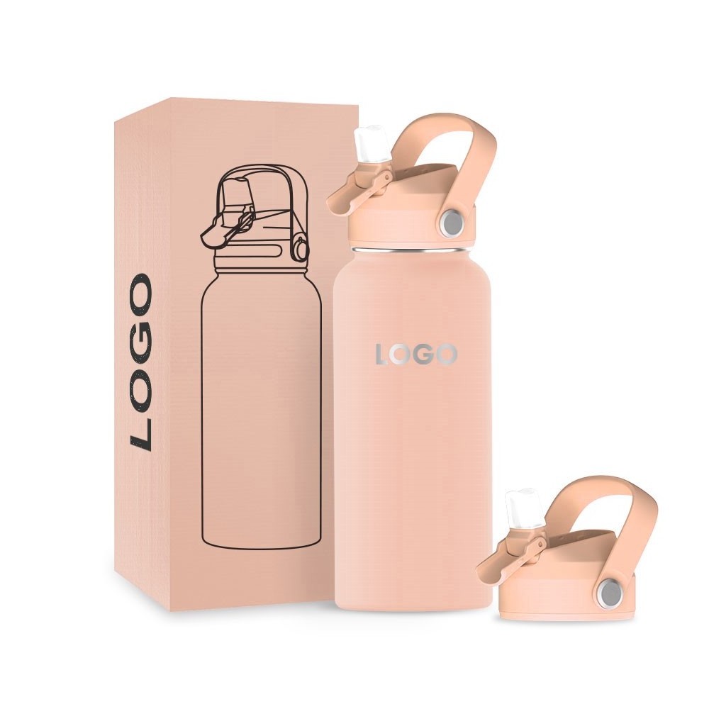 High Quality Flask 304 Stainless Steel Vacuum Insulated Water Bottle Flask  With 2 Lids