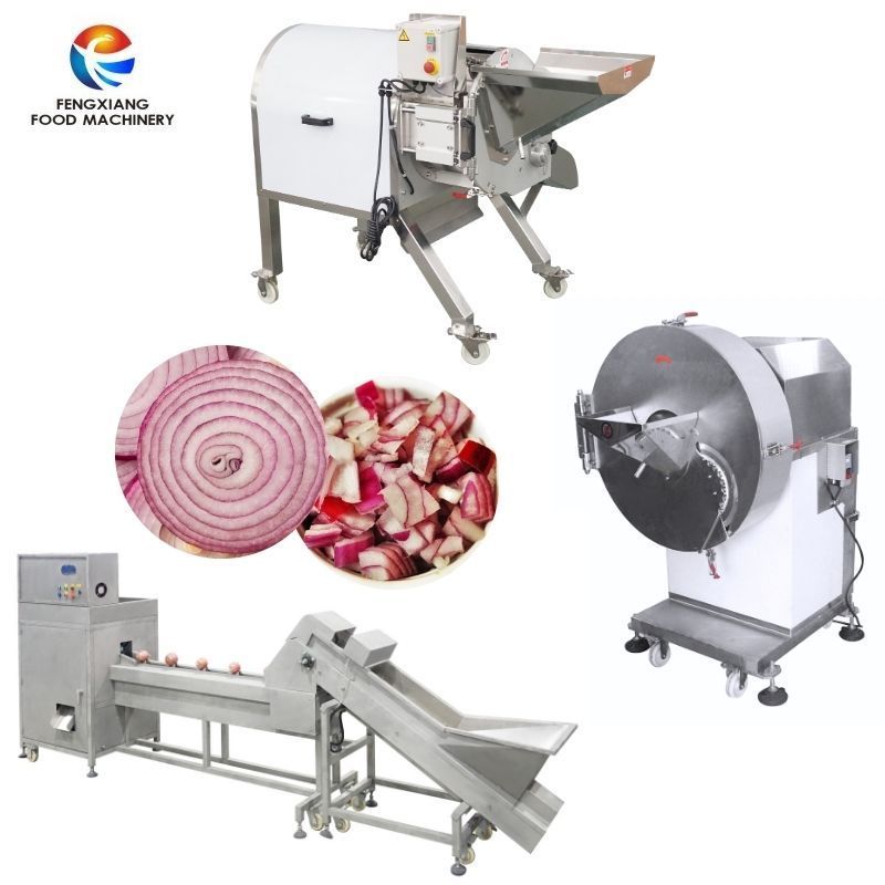 Commercial High Productivity Onion Rings Slicer / Onion Peeling Machine and Root Cutting for vegetable and fruit processing