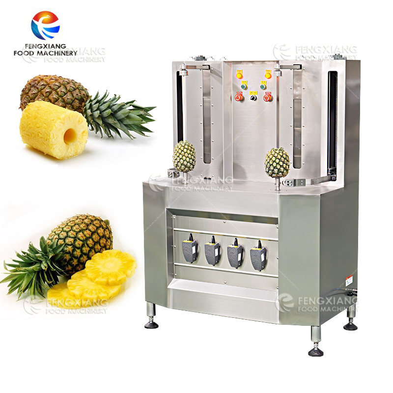 Automatic Double head pineapple peeling peeler no electric pneumatic pineapple coring separating machine