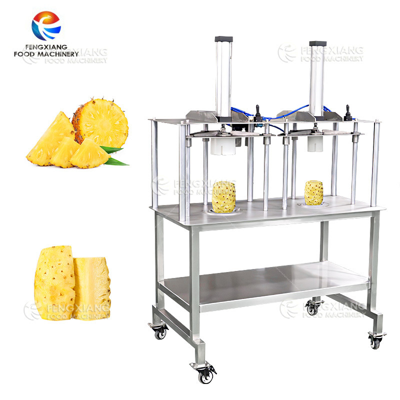 Automatic Double head pineapple peeling peeler no electric pneumatic pineapple coring separating machine