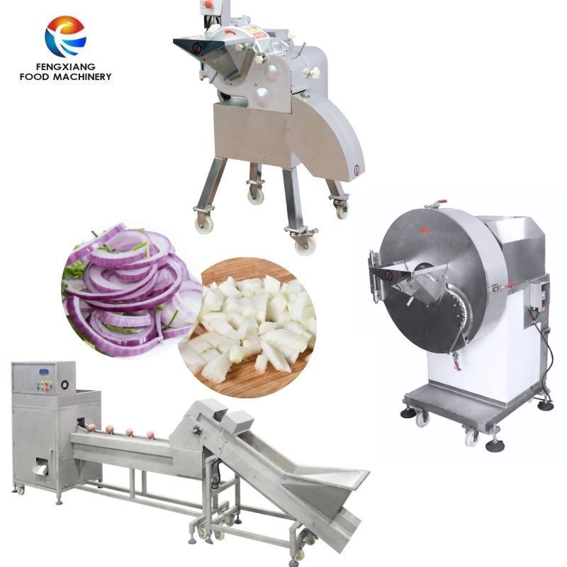 Commercial High Productivity Onion Rings Slicer / Onion Peeling Machine and Root Cutting for vegetable and fruit processing