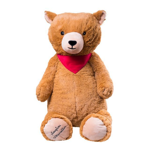 Giant brown teddy bear - Jazzly the Grizzli 100cm - Made in France - Large giant teddy bear for children - toy gifts