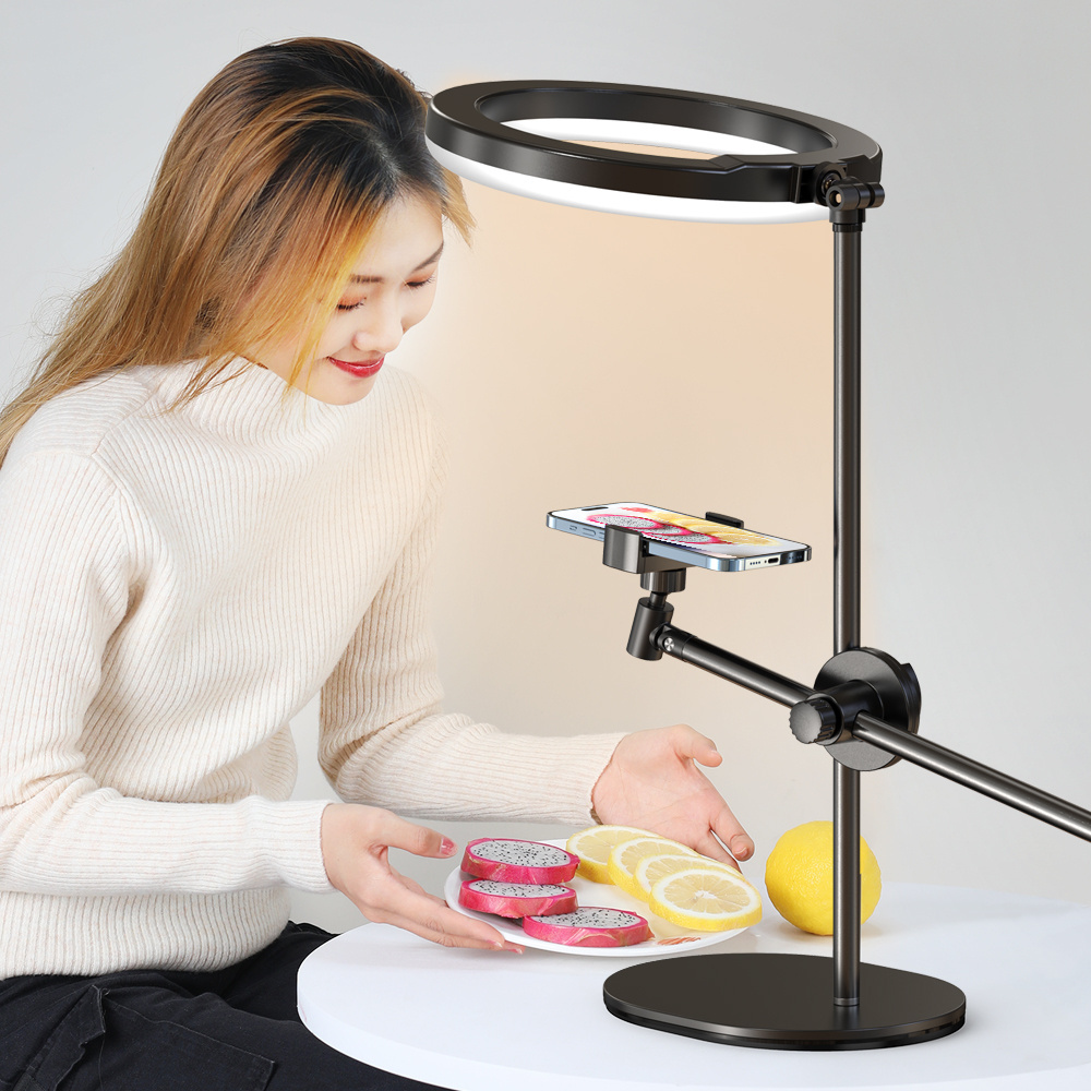 Selfie Ring Light with Stand and Phone Holder Overhead Phone Mount with Ring Lights