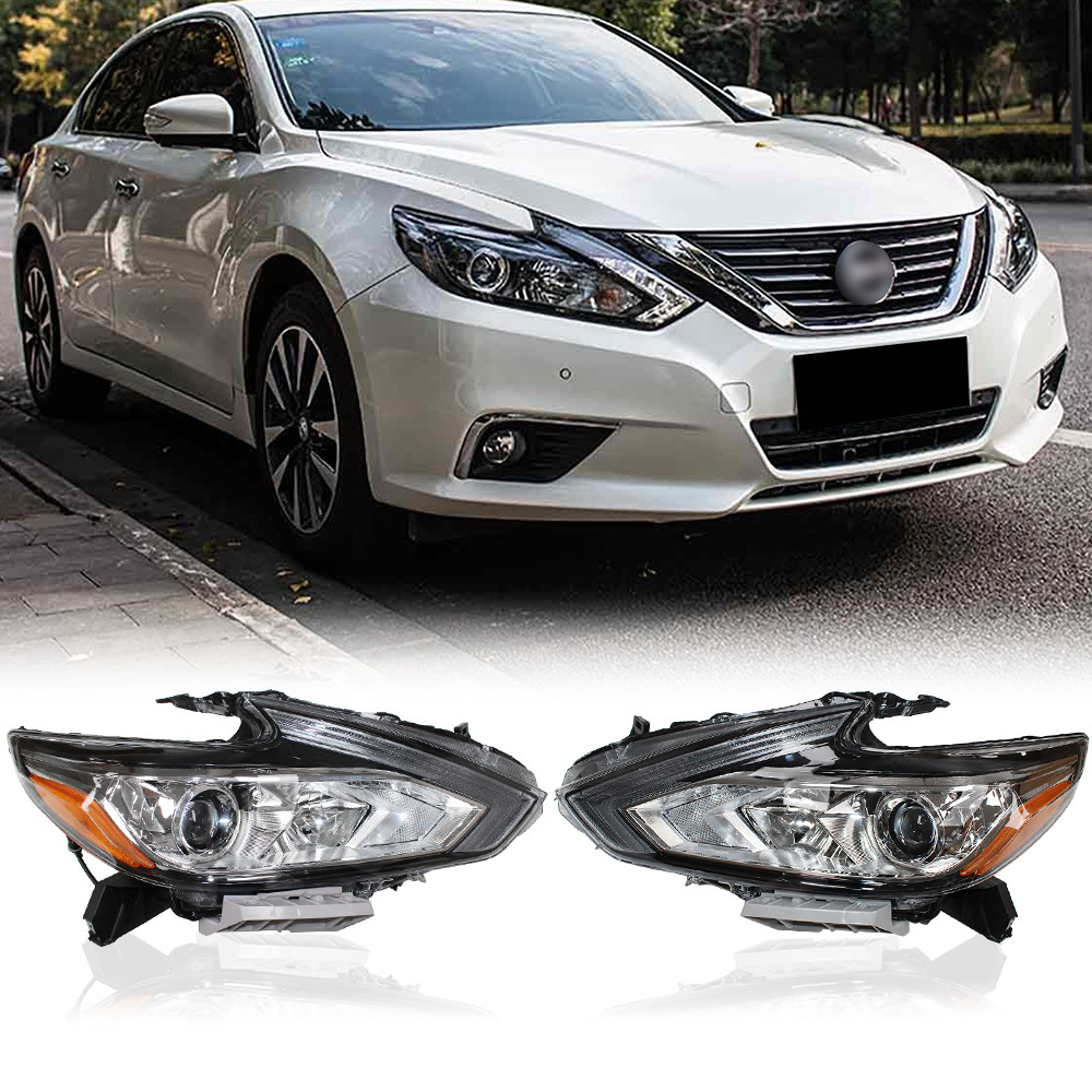 Headlamp For 2016-2017 2018 Nissan Altima Headlights W/O LED DRL Chrome LH + RH