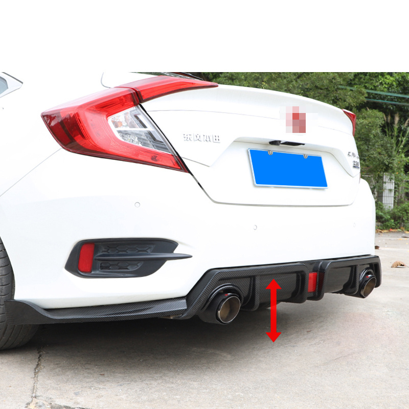 Car Body Parts  Rear Bumper Diffuser Lip Texture Truck Tail Throat For Honda CIVIC 2016-2019 10th Gen Models Auto Accessories