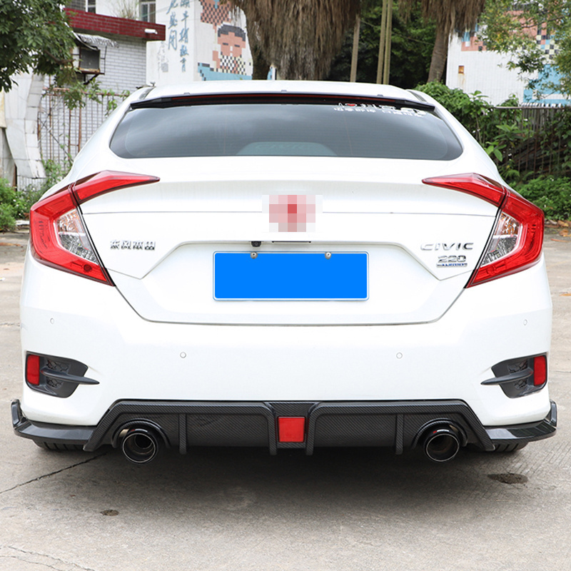 Car Body Parts  Rear Bumper Diffuser Lip Texture Truck Tail Throat For Honda CIVIC 2016-2019 10th Gen Models Auto Accessories