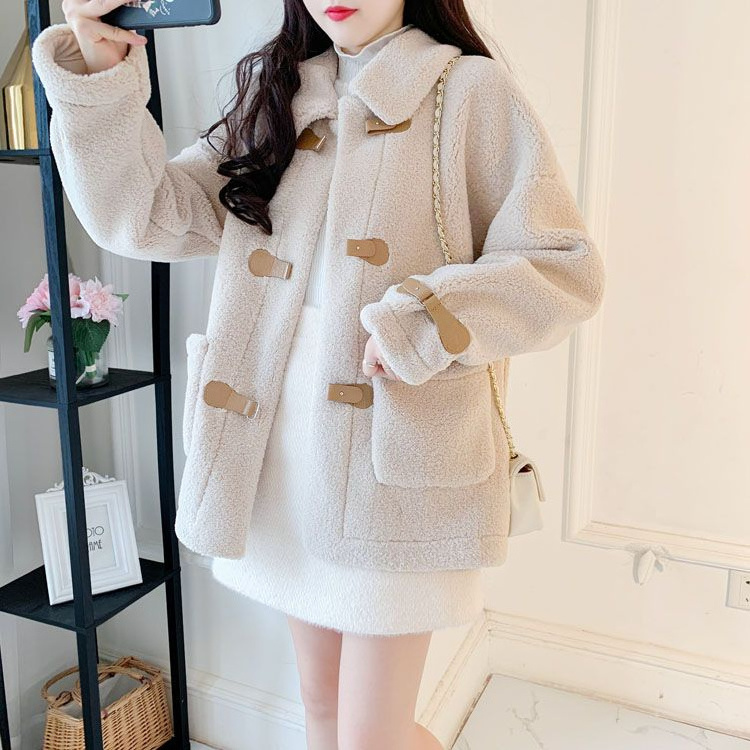 Autumn and winter 2024 new Korean version of loose lamb wool cardigan coat women's warm jacket