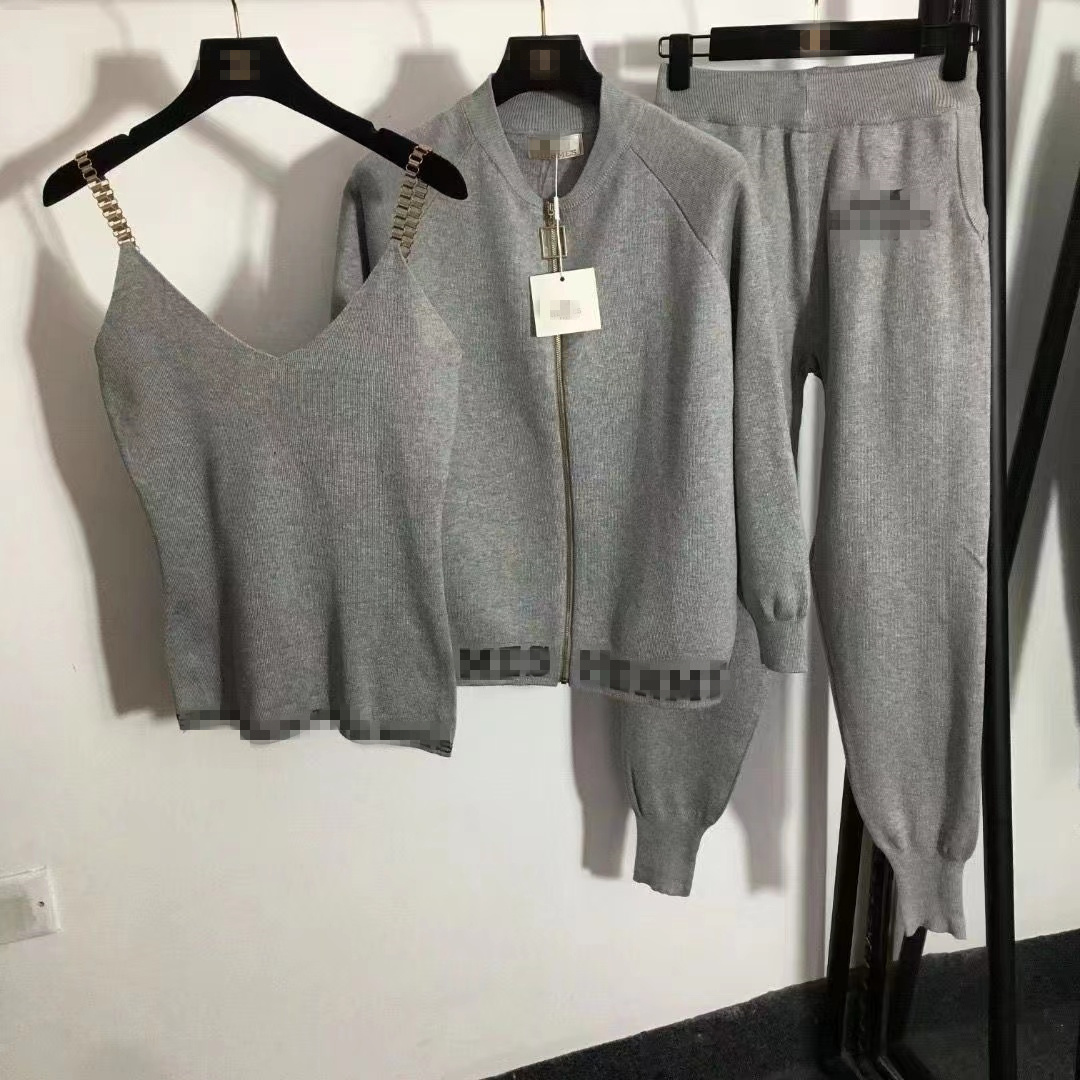 2023 Top Quality Clothing Luxury Sweaters Women Ladies Knit Suit Designer Clothes Famous Brands Cozy Knit Set 3 Piece