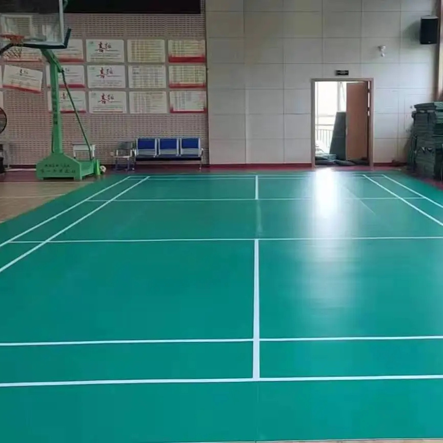 high level  wear-resistance indoor pvc badminton court rubber sport floor synthetic badminton floor mat for gymnasium sport club