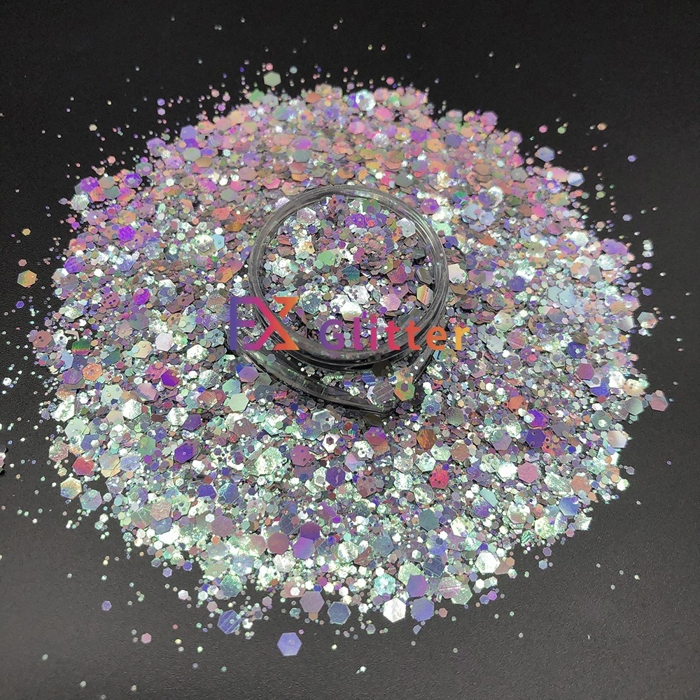 Big loose chunky cosmetic color shift glitter for snow globe craft