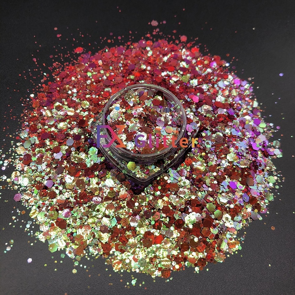 Big loose chunky cosmetic color shift glitter for snow globe craft