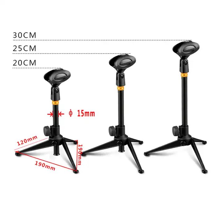 GPUB LKT-060 Desktop Table Mic Stand Metal Round Base Height Adjustable Wireless Live Broadcast Conference Microphone Stand