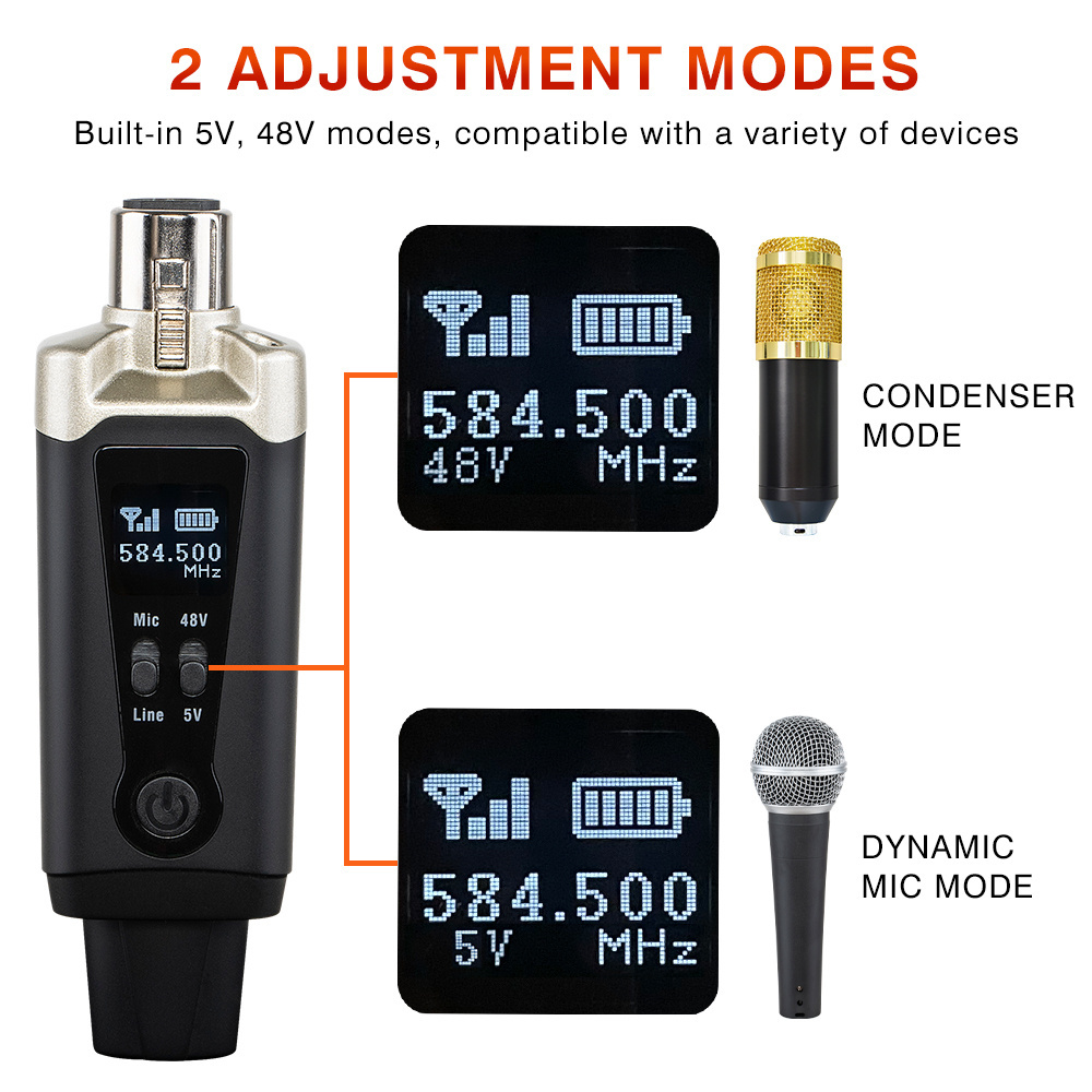 GPUB SM01 UHF Wireless Microphone System XLR Transmitter and Receiver  pick up for acustic guitar wireless