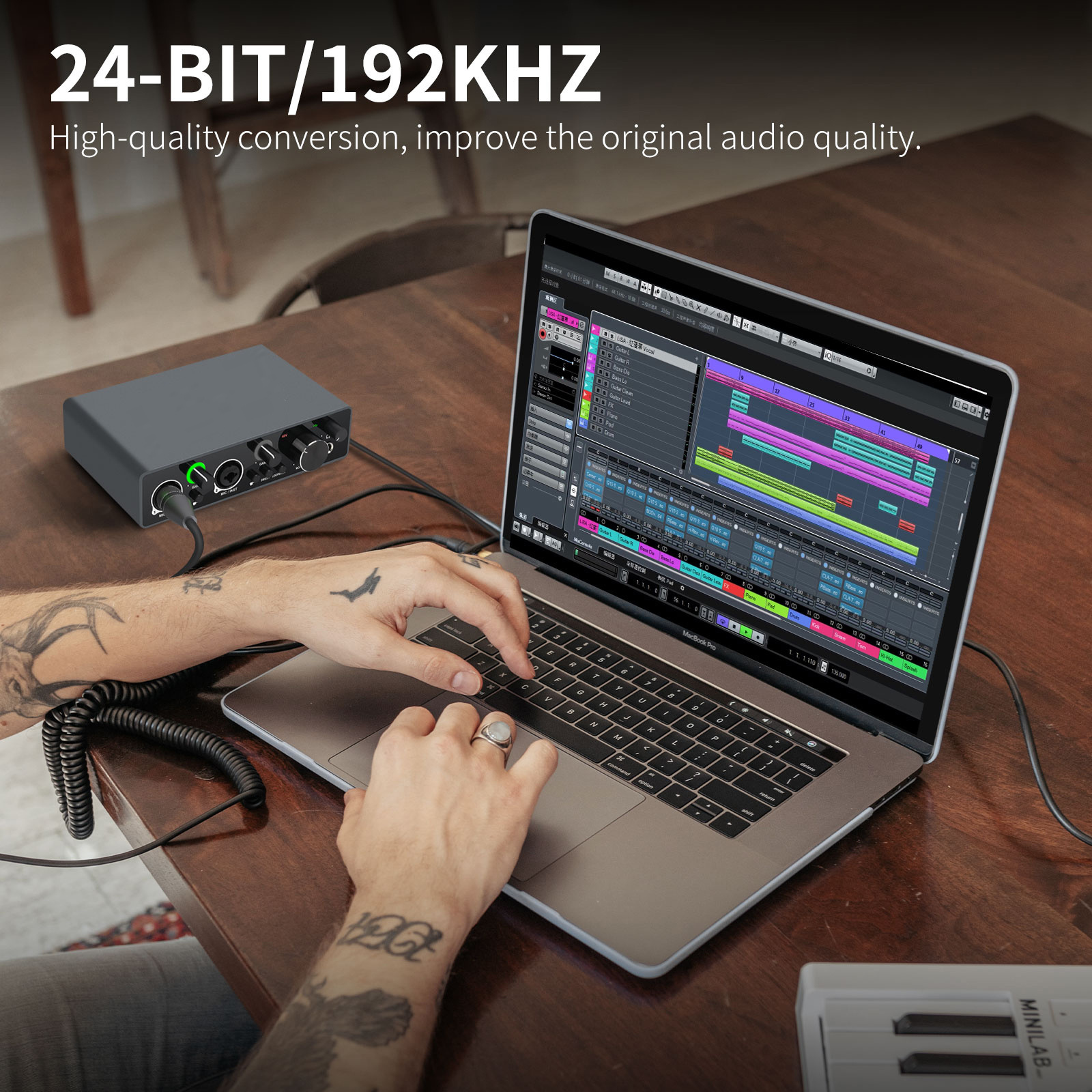 GPUB AC2 Sound Card USB Audio Interface XLR Interface Studio Recording Equipment Uc 22 Sound Card 20 Hz to 20 Khz External