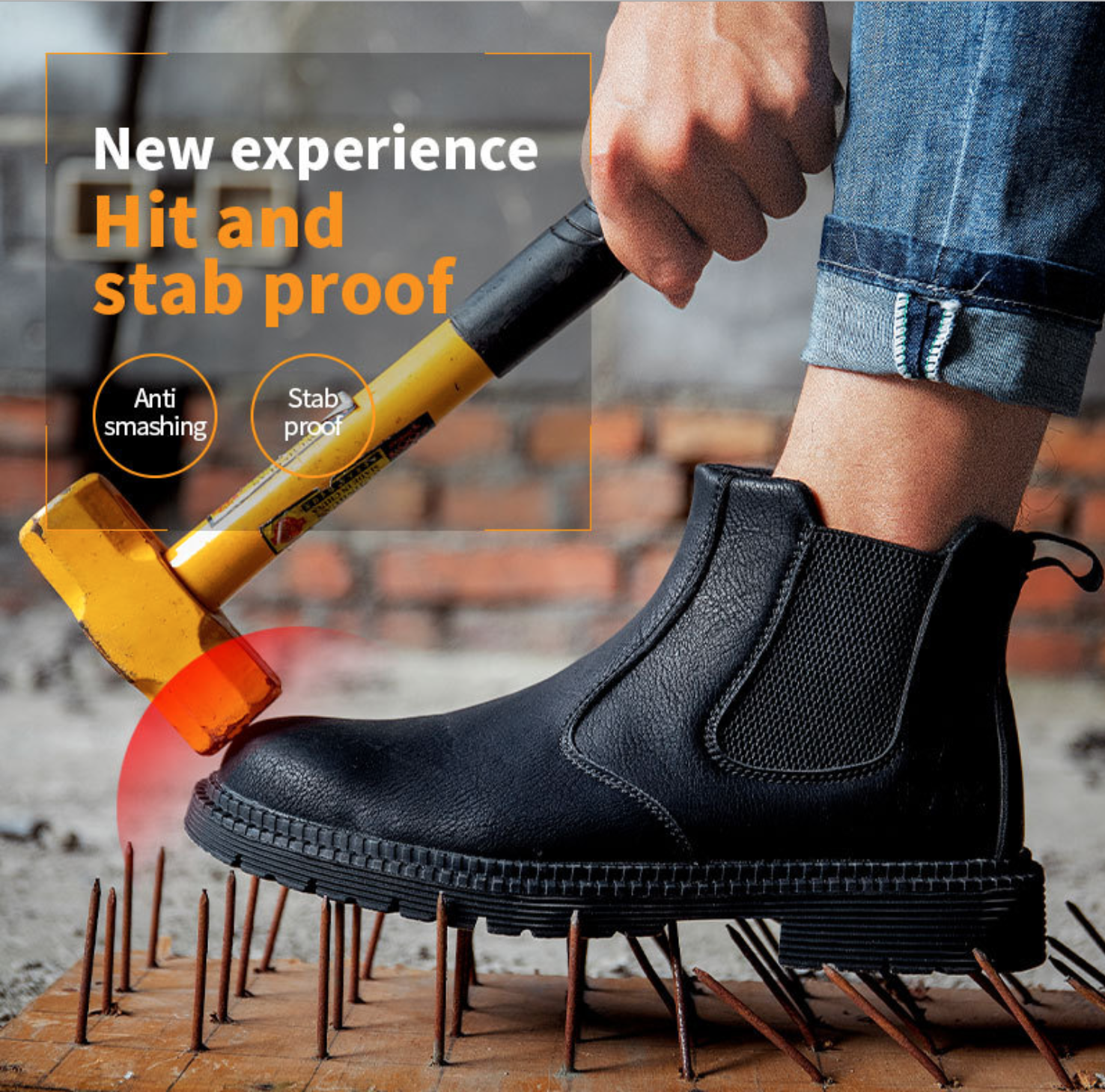 Anti-oil Non Slip Smash Resistant Steel Toecap Safety Shoes  Men Women Ladies Protective Work Boots For Construction Scene