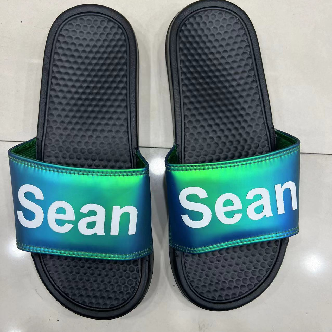 Sublimation  Custom Logo Slide Slipper Men Women Unisex Slide Slippers Indoor Out Door Slippers Shiny Slide