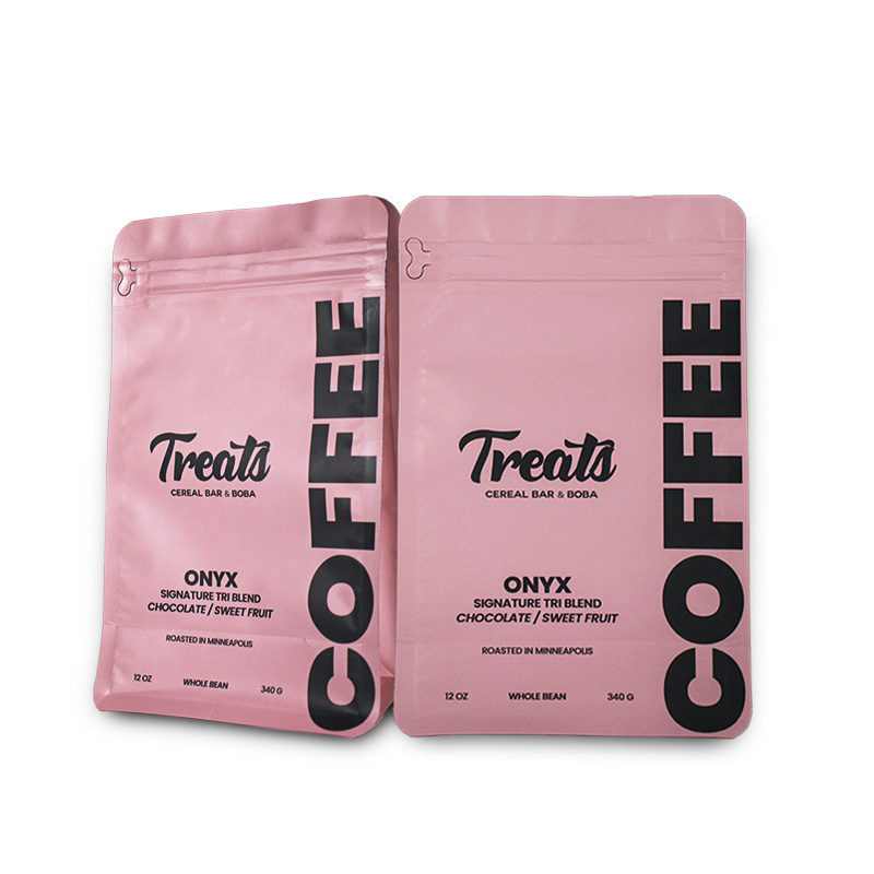 Custom Heat Sealed Biodegradable Recyclable Food Package Tea Coffee Bean Packaging With Zipper Side Gusset Flat Bottom Pouch