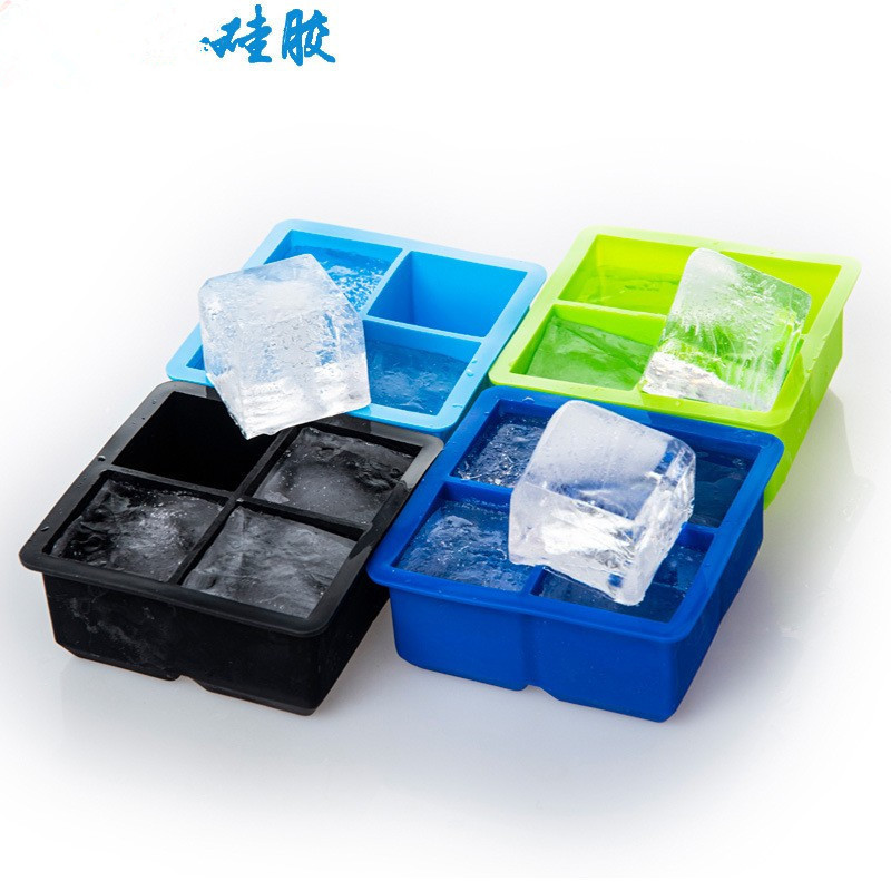 4 holes Silicone Ice Cube Trays Combo Mold cake Maker Large Square Molds Reusable BPA Free soap Mold