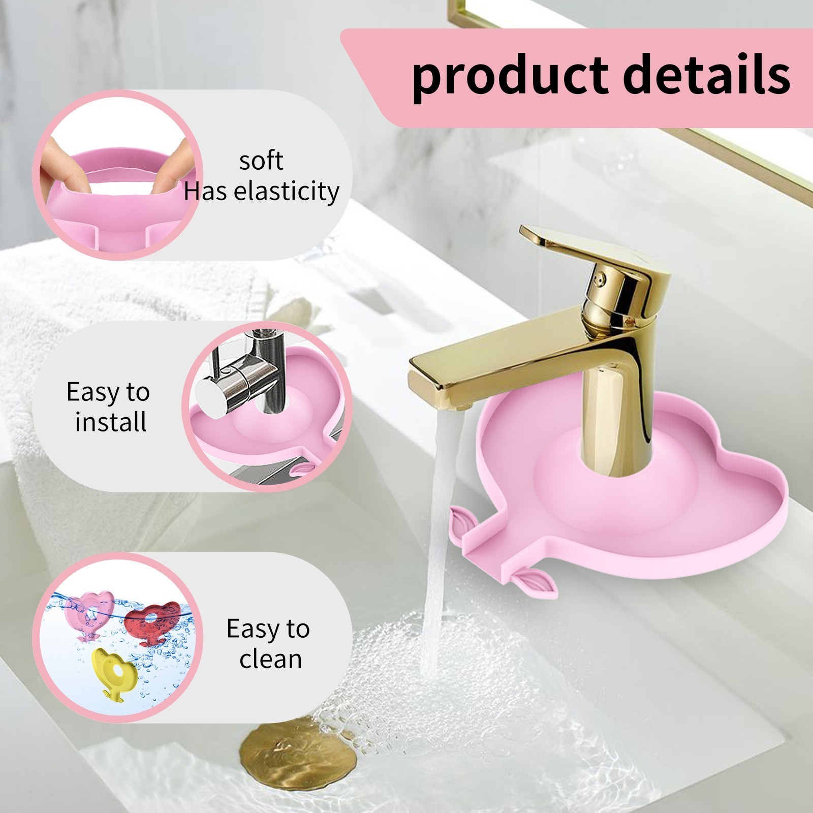 New Type Faucet Drain Pad  Faucet Splash Pad  silicone sink drain mat  Faucet Guide Sleeve