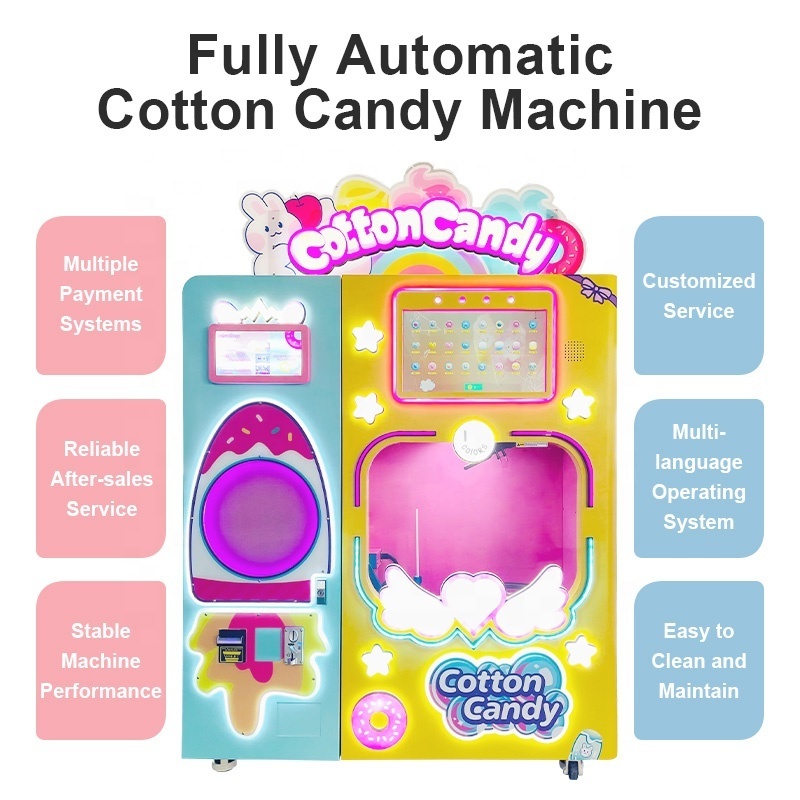 Factory Direct Fully Automatic Sweet Sugar Cotton Candy Vending Machine For Business