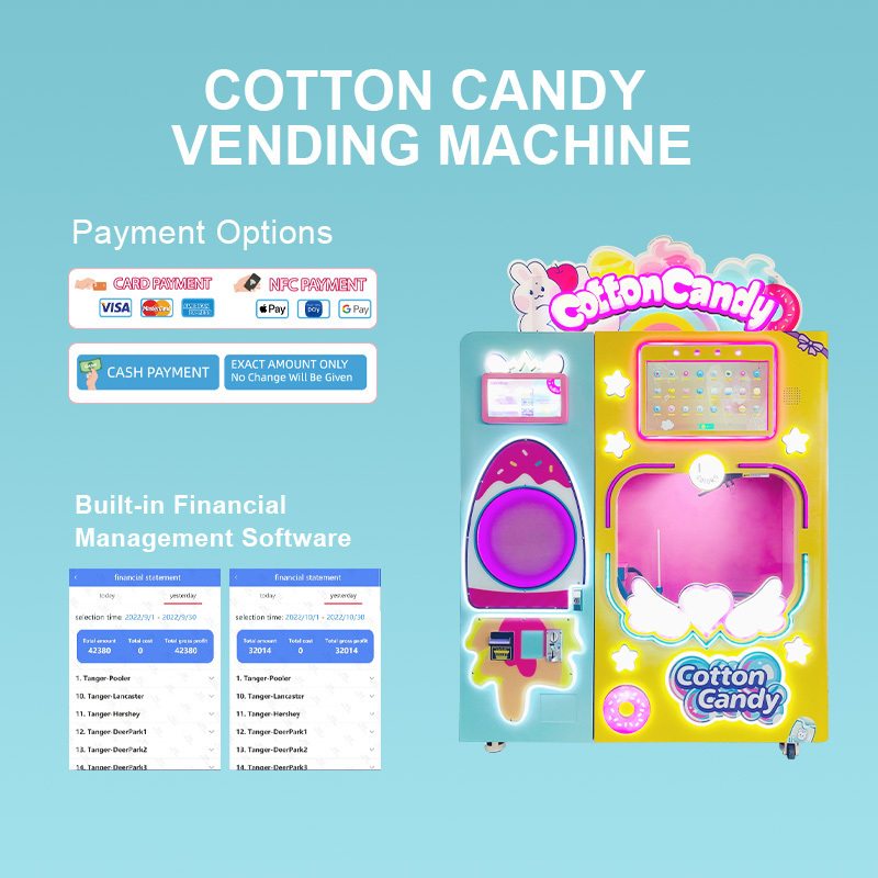 Hot Selling High efficiency Colourful Cotton Candy Maker Smart Vending Commercial sweet cotton candy digital vending machine