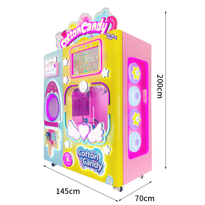 Hot Selling High efficiency Colourful Cotton Candy Maker Smart Vending Commercial sweet cotton candy digital vending machine