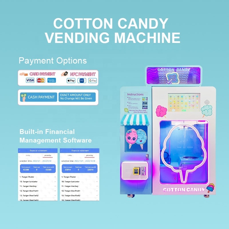 Automatic Wifi Internet Cotton Candy Vending Machine Candy Floss Machine Commercial For Kids