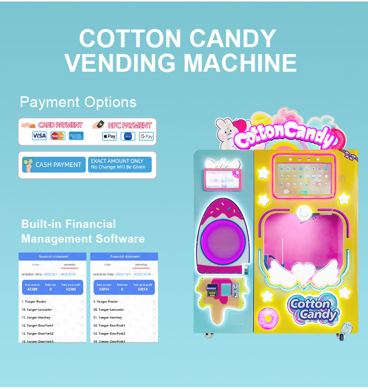 China Earn Money Fast Custom Snack Cotton Candy Coin Operation Automatic Mini balloon Vending Machine For Park