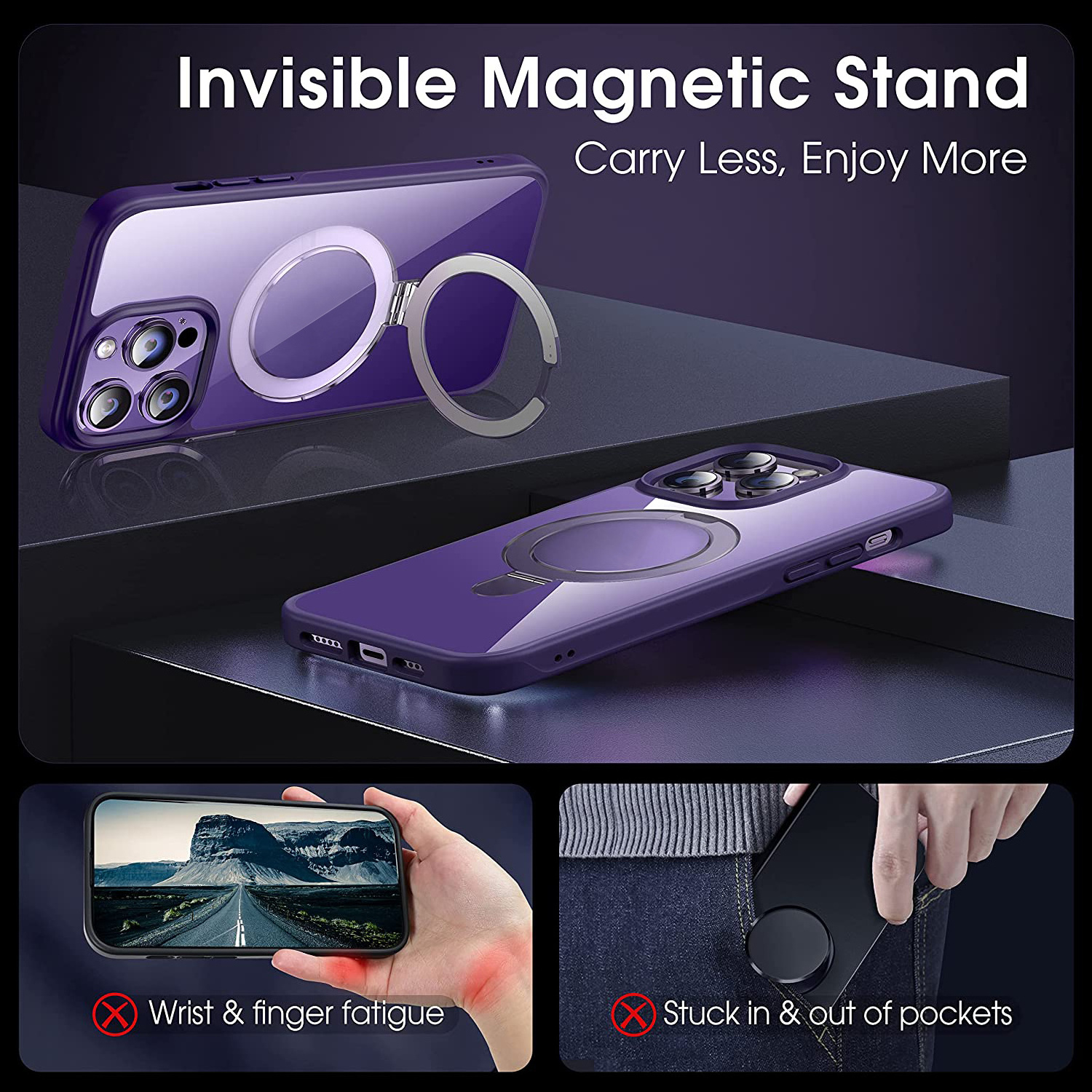 Mobile Phone Cases with Magnetic Invisible Stand for iPhone 15 Pro Max Case Dropshipping Products 2023 Translucent Matte Cover