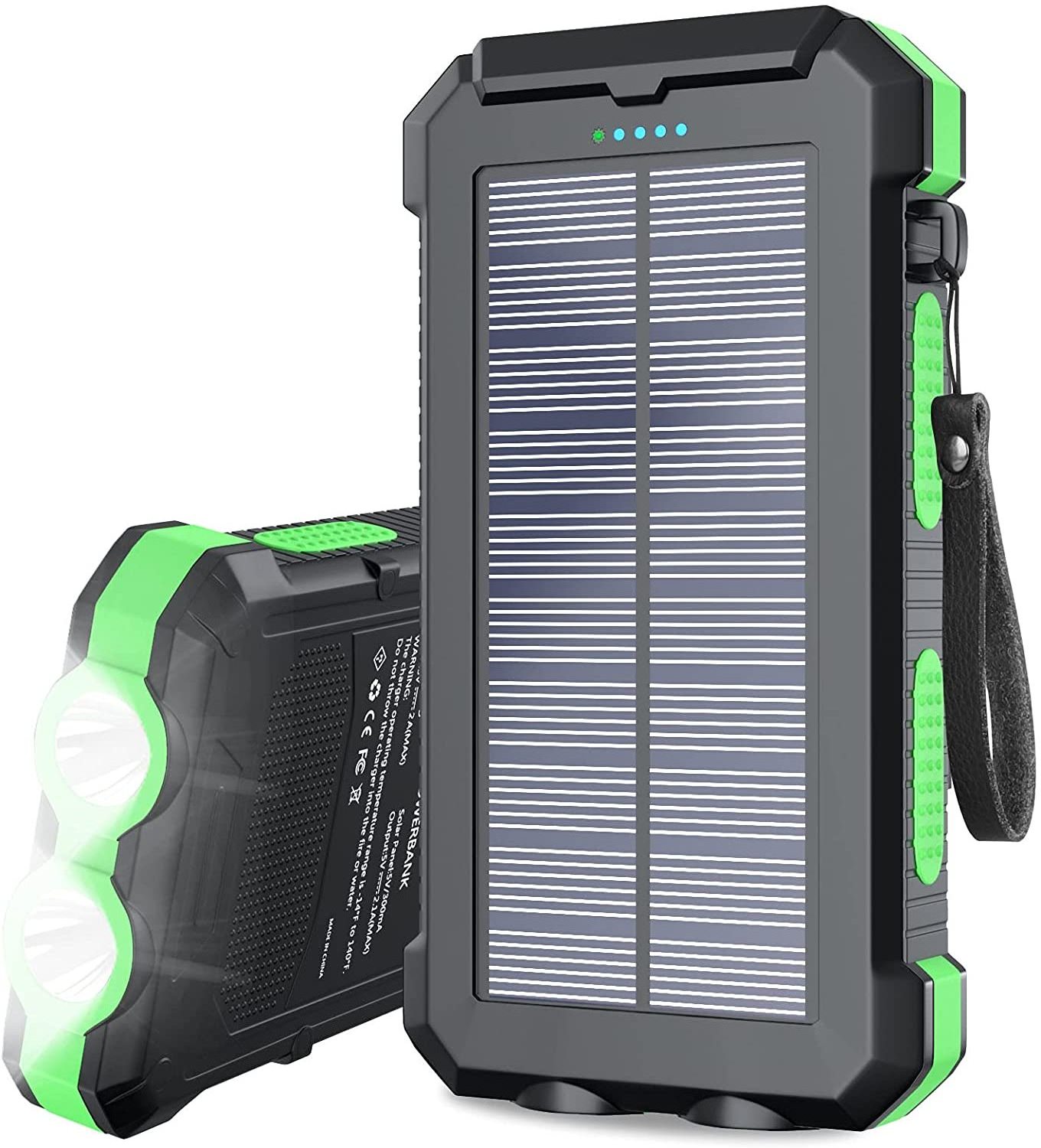 Outdoor Camping Solar Power Bank 20000mah Dual USB Travel Built-in LED Flashlight Type-C Input Power Bank Solar