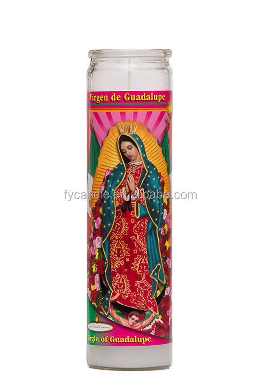 Paraffin wax Mexican religious candles Saint Payer Candles in glass jar