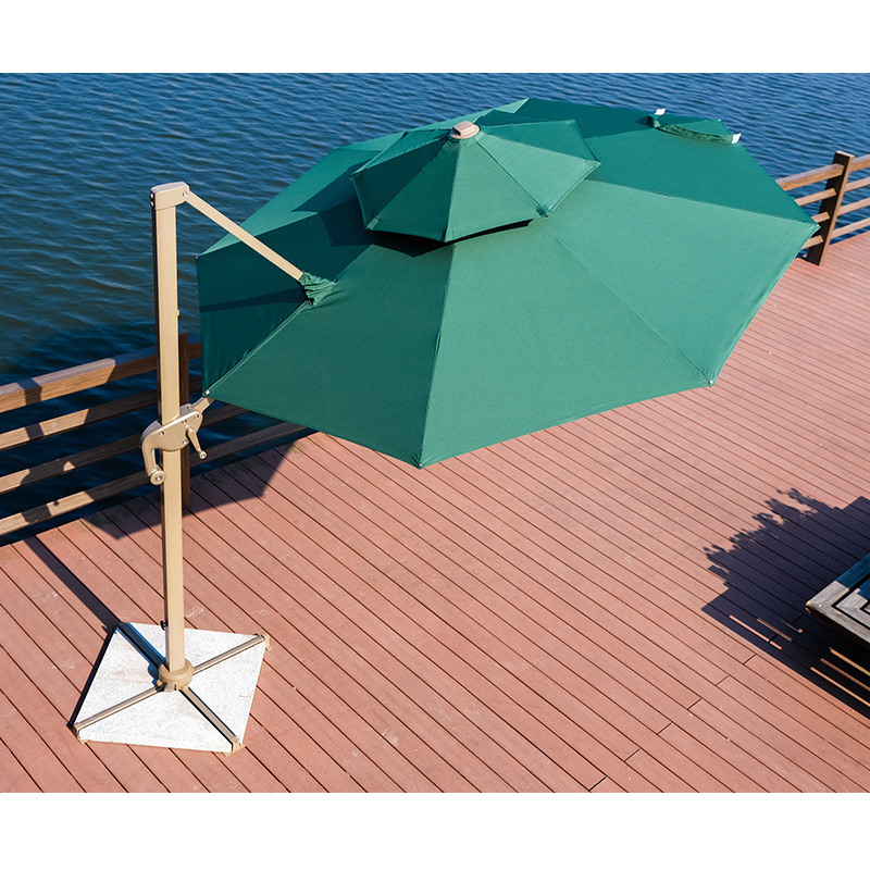 FYCW double top green garden umbrella commercial pool side outdoor umbrella with light