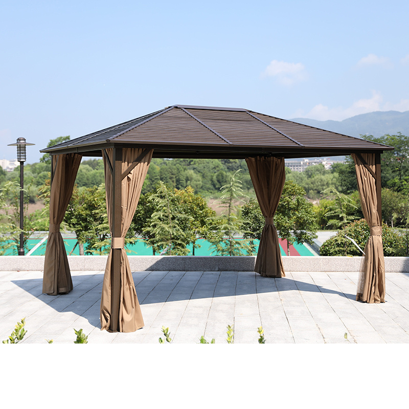 FYCW modern gazebos metal roof aluminium outdoor 10x10 gazebo with mosquito net outdoor