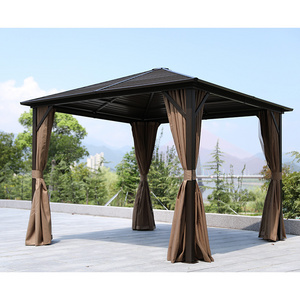 FYCW modern gazebos metal roof aluminium outdoor 10x10 gazebo with mosquito net outdoor