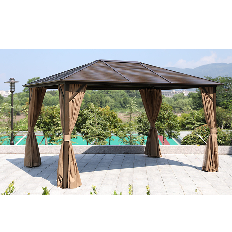 FYCW modern gazebos metal roof aluminium outdoor 10x10 gazebo with mosquito net outdoor