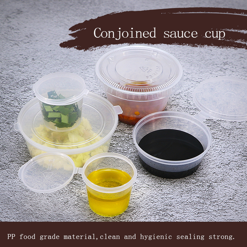 Disposable Mini Sauce Cup 1oz 1.5oz 2oz 3oz 4oz Plastic Takeaway Conjoined Sauce Container Transparent Seasoning Cup