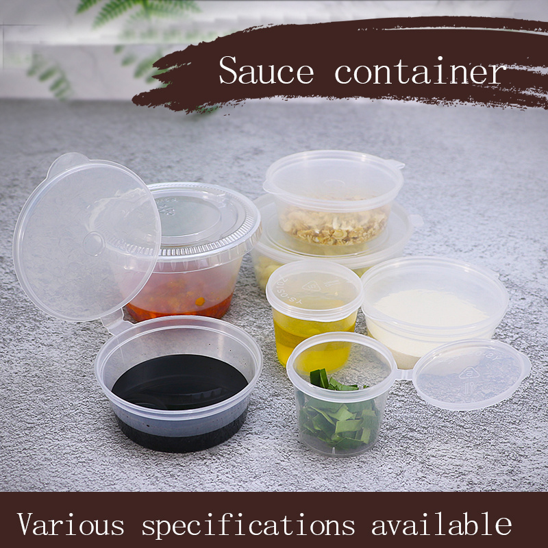 Disposable Mini Sauce Cup 1oz 1.5oz 2oz 3oz 4oz Plastic Takeaway Conjoined Sauce Container Transparent Seasoning Cup