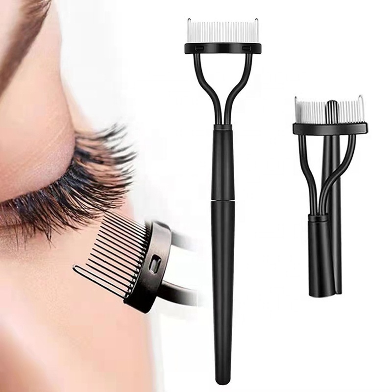 FYD Stainless Steel Eyelash Comb Folding Eyelash Curler Separator Mascara Applicator Brush for Curving Eyelashes around the Eye