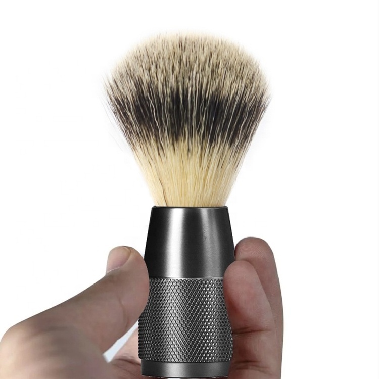 FYD Oem Custom Logo 20-30mm Badger Hair Knots Metal Handle Vegan Mens Shaving Brush For Men Grooming