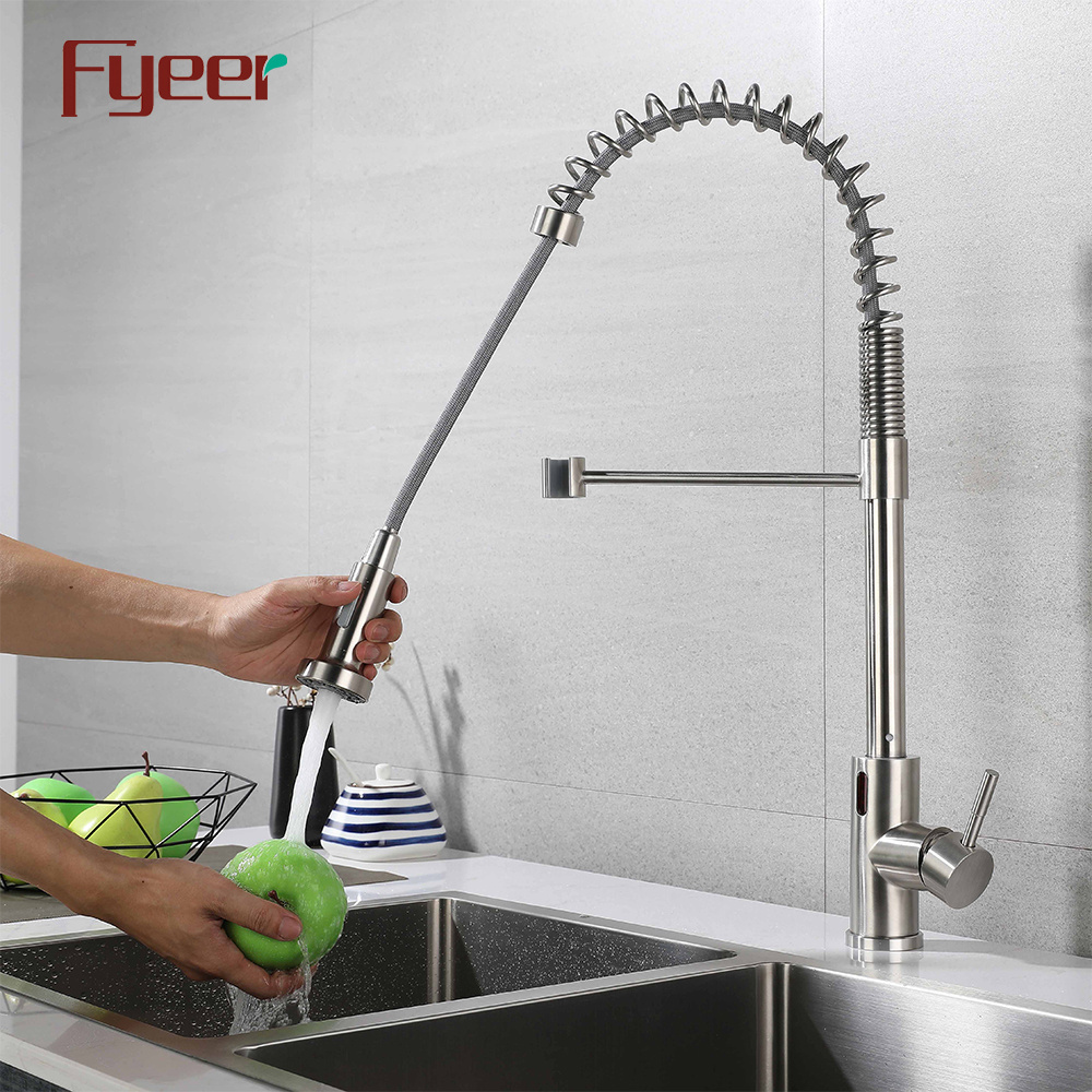 Fyeer Pull Down DC Power Touchless Kitchen Sink Spring Faucet