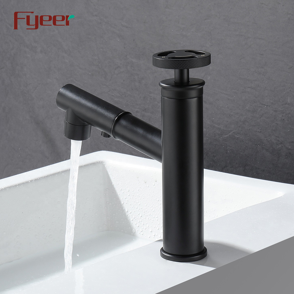 Fyeer Industrial Black Painted Basin Faucet with Pull Out Spray