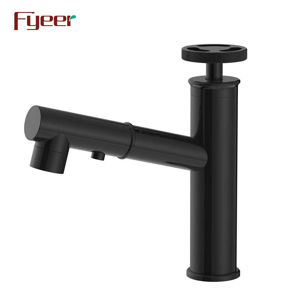 Fyeer Industrial Black Painted Basin Faucet with Pull Out Spray