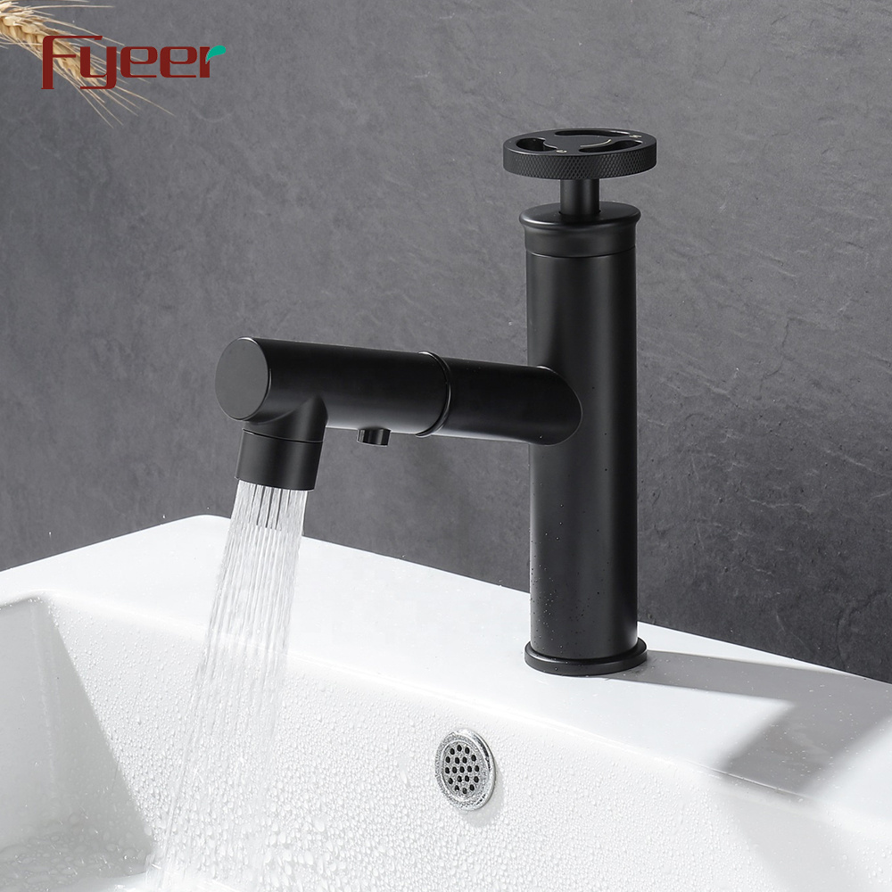 Fyeer Industrial Black Painted Basin Faucet with Pull Out Spray