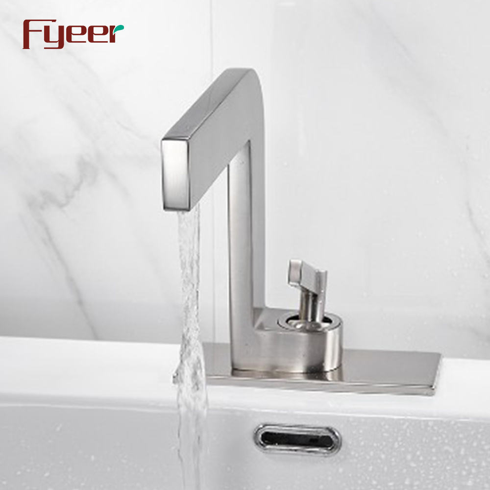 Fyeer New Shape Brush Nickle Brass Bathroom Basin Faucet